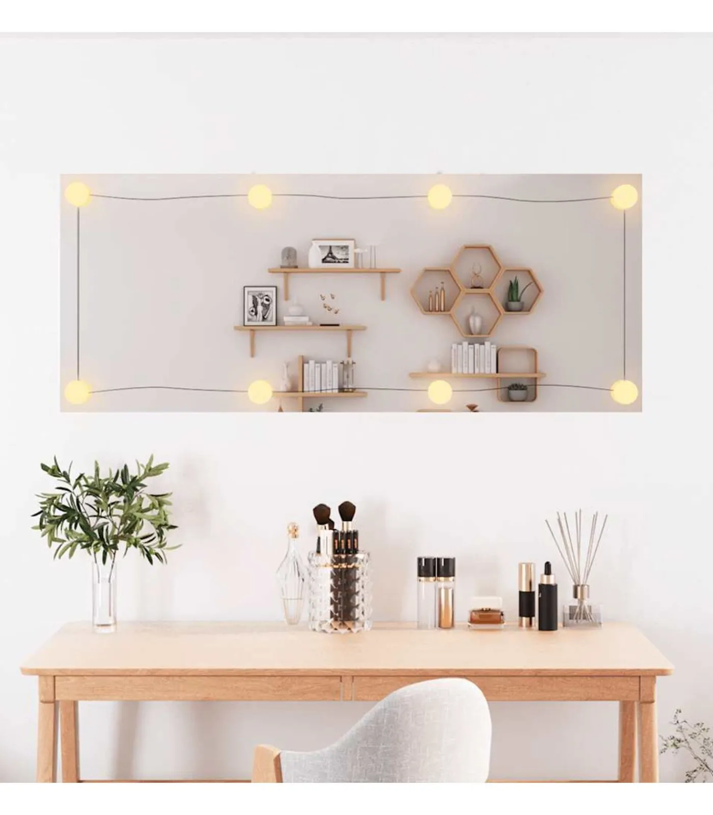 Clearance Wandspiegel met LED's rechthoekig 40x100 cm glas Spiegels