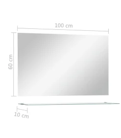 Hot Wandspiegel met schap 100x60 cm gehard glas Spiegels