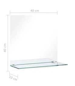 Discount Wandspiegel met schap 40x40 cm gehard glas Spiegels