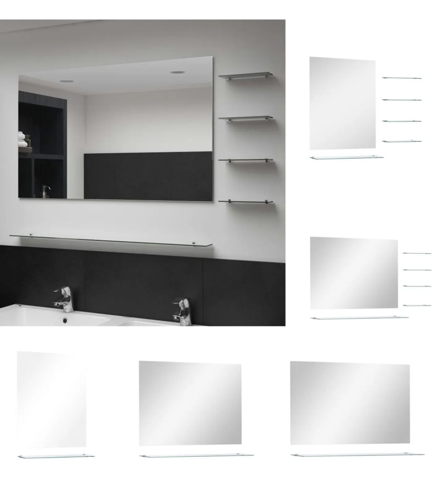 Clearance Wandspiegel met schap 50x60 cm gehard glas Spiegels