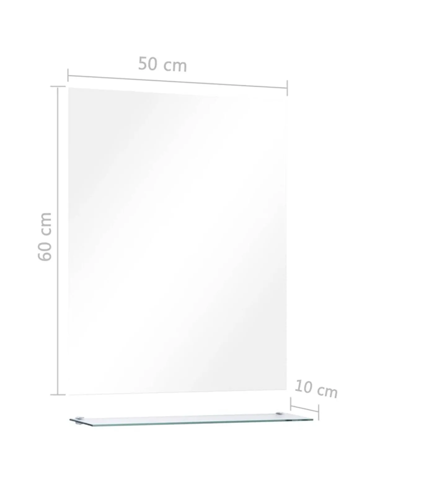 Clearance Wandspiegel met schap 50x60 cm gehard glas Spiegels