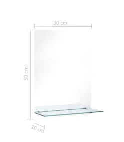 Outlet Wandspiegel met schap 30x50 cm gehard glas Spiegels