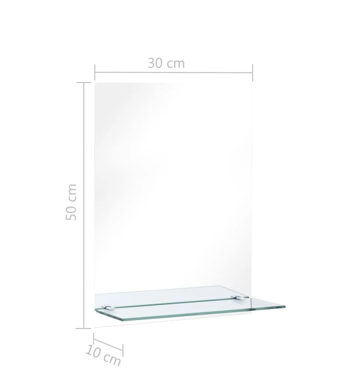 Outlet Wandspiegel met schap 30x50 cm gehard glas Spiegels