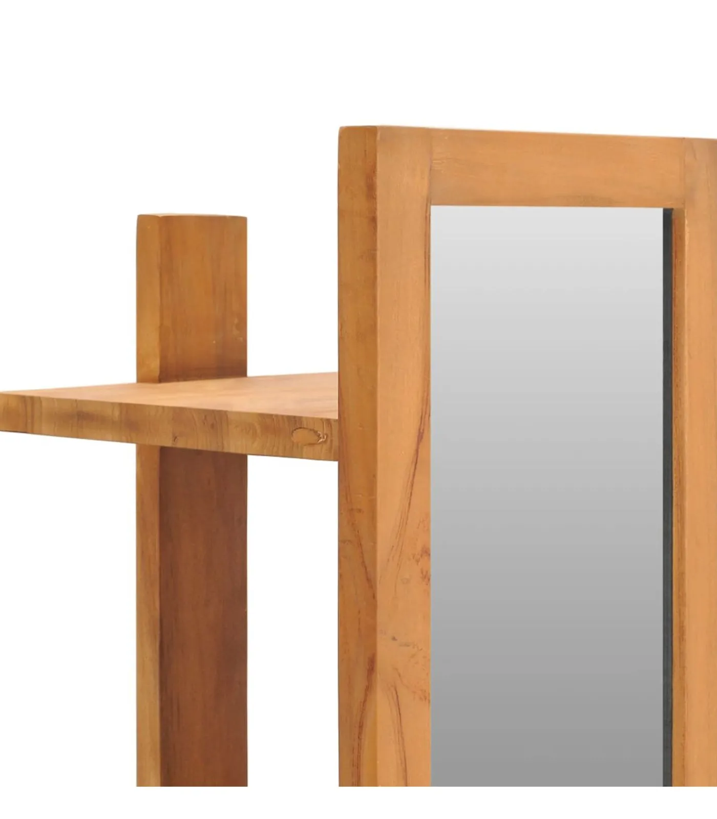 Best Wandspiegel met schappen 30x30x120 cm massief teakhout Spiegels