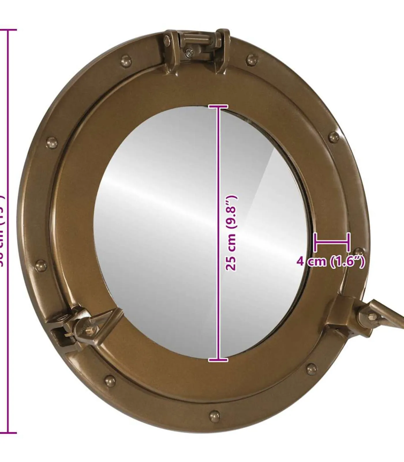 Hot Wandspiegel patrijspoort Ø38 cmaluminium en glas Spiegels