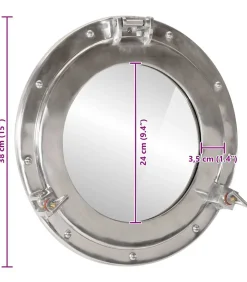 Hot Wandspiegel patrijspoort Ø38 cmaluminium en glas Spiegels