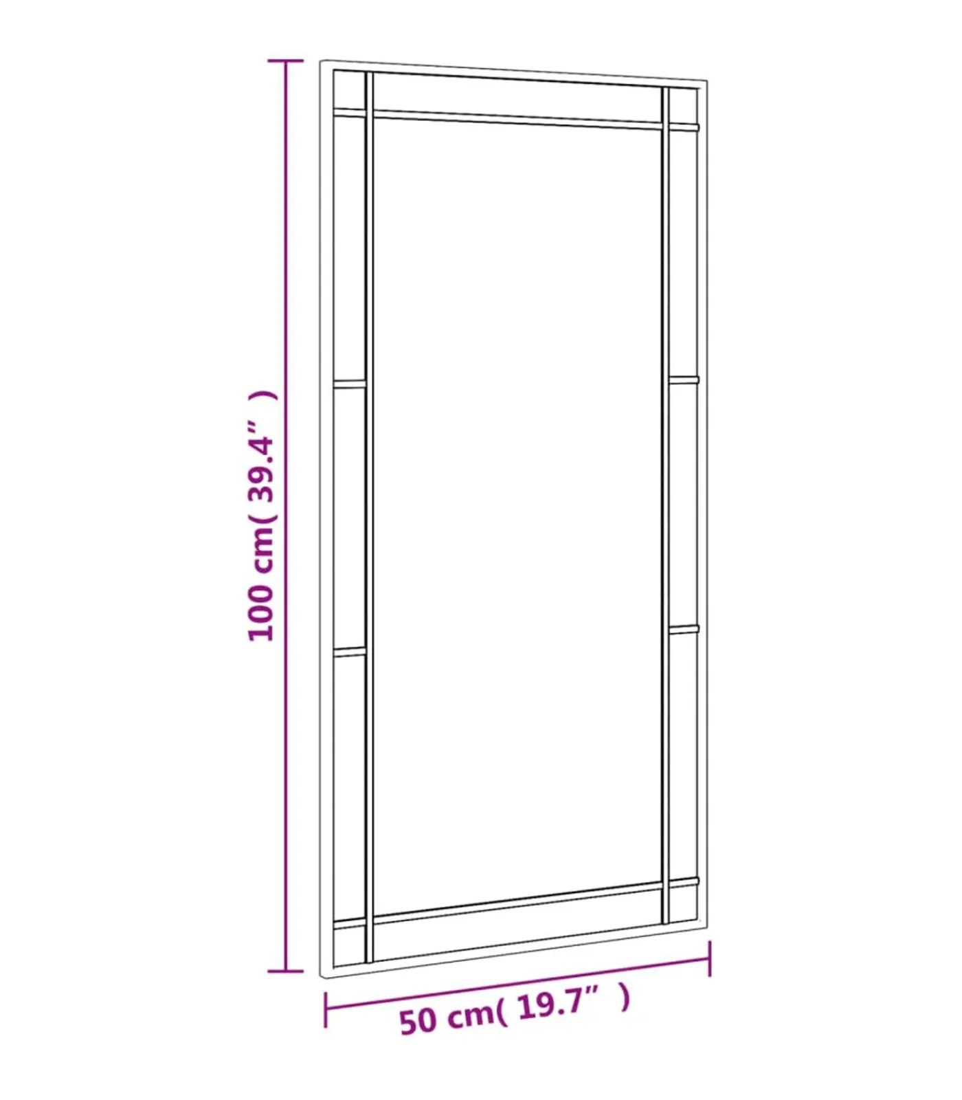 Outlet Wandspiegel rechthoekig 50x100 cm ijzer zwart Spiegels
