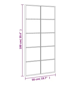 Outlet Wandspiegel rechthoekig 50x100 cm ijzer zwart Spiegels