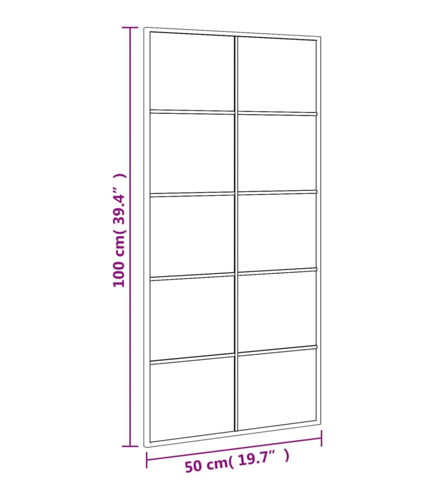 Outlet Wandspiegel rechthoekig 50x100 cm ijzer zwart Spiegels