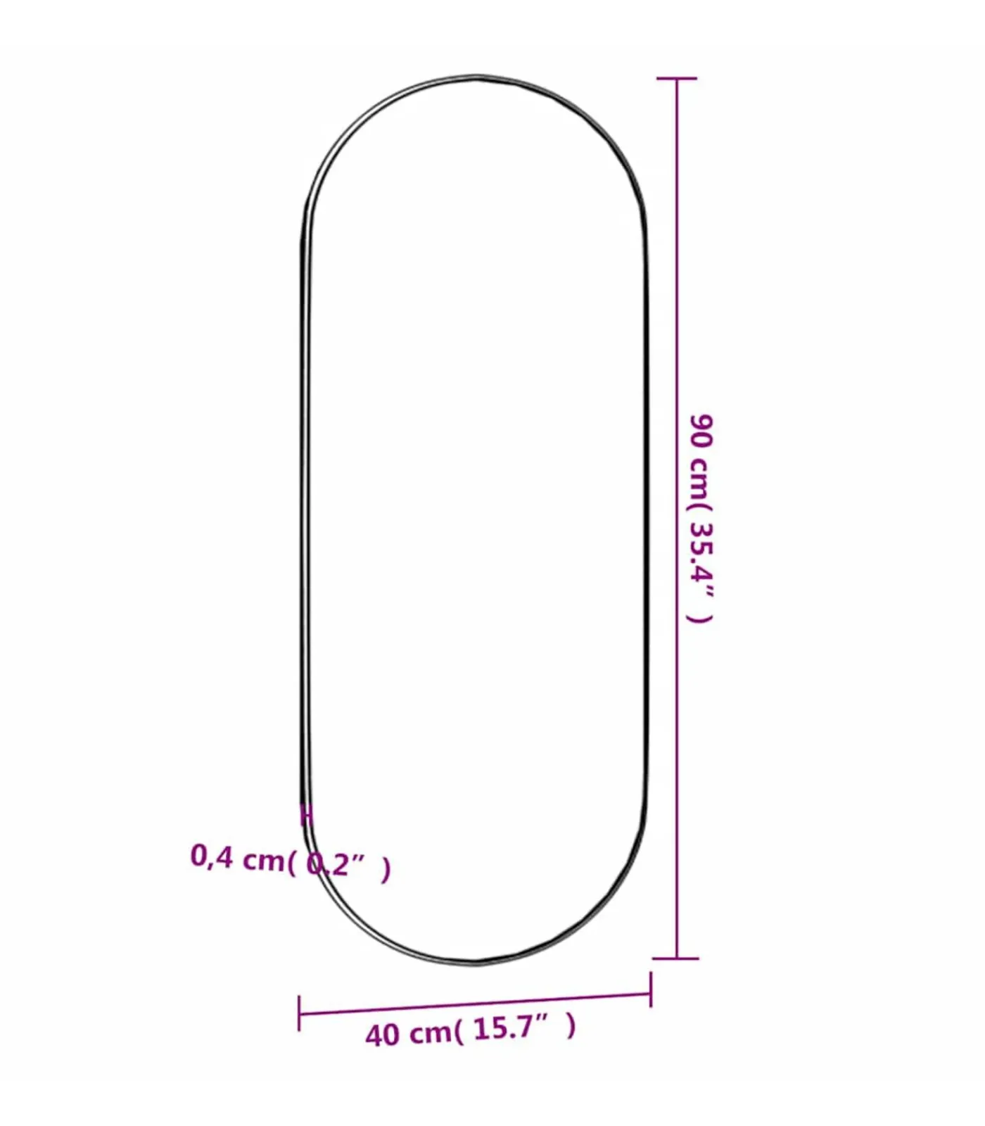 Outlet Wandspiegel 40x90 cm ovaal glas Spiegels