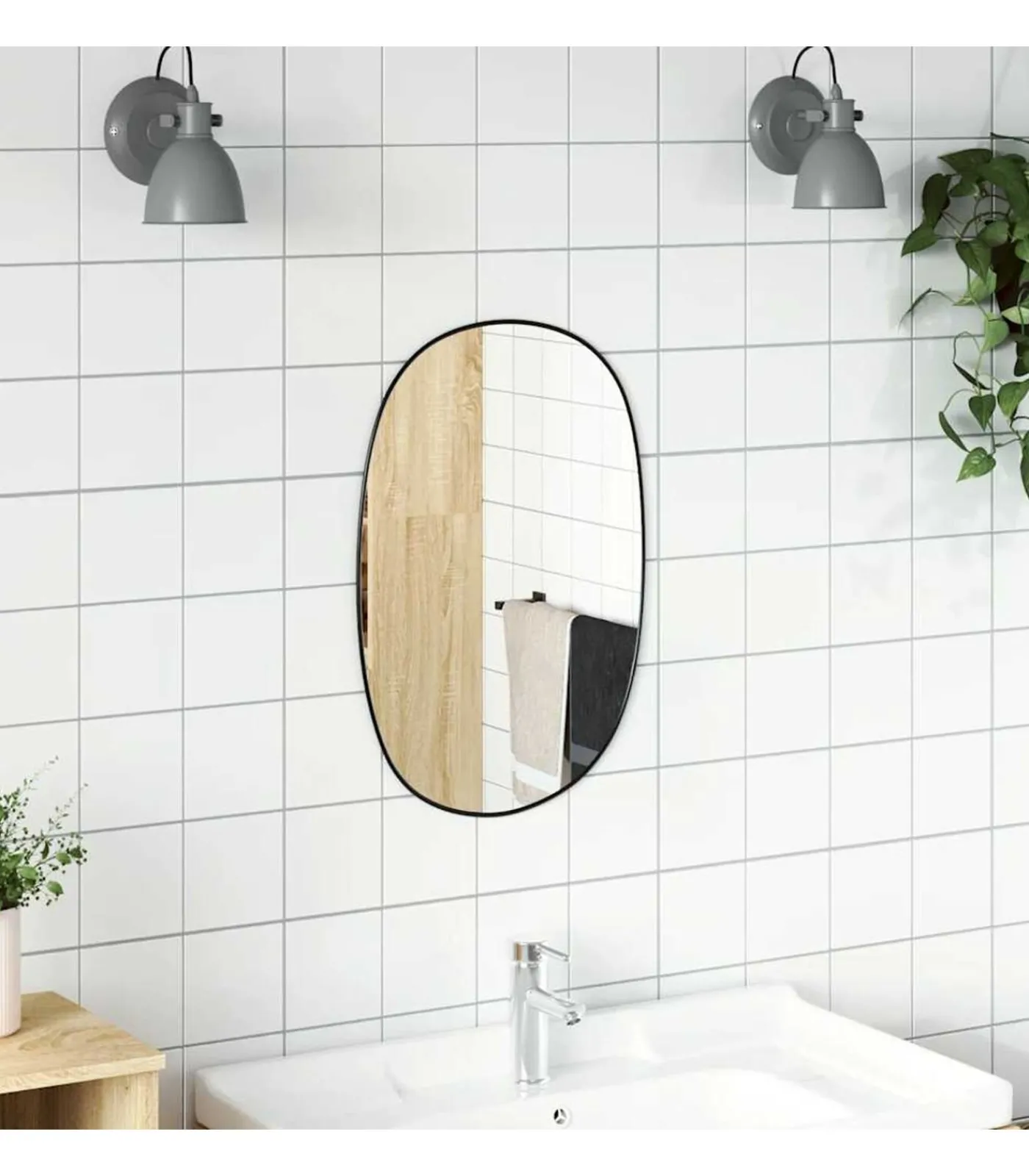 Wandspiegel 60x40 cm zwart Spiegels