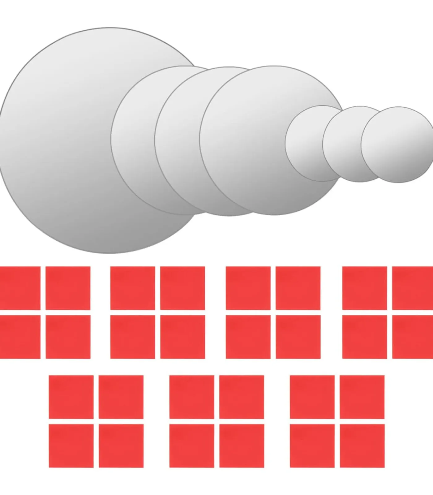 Clearance Wandspiegelset rond glas 7-delig Spiegels