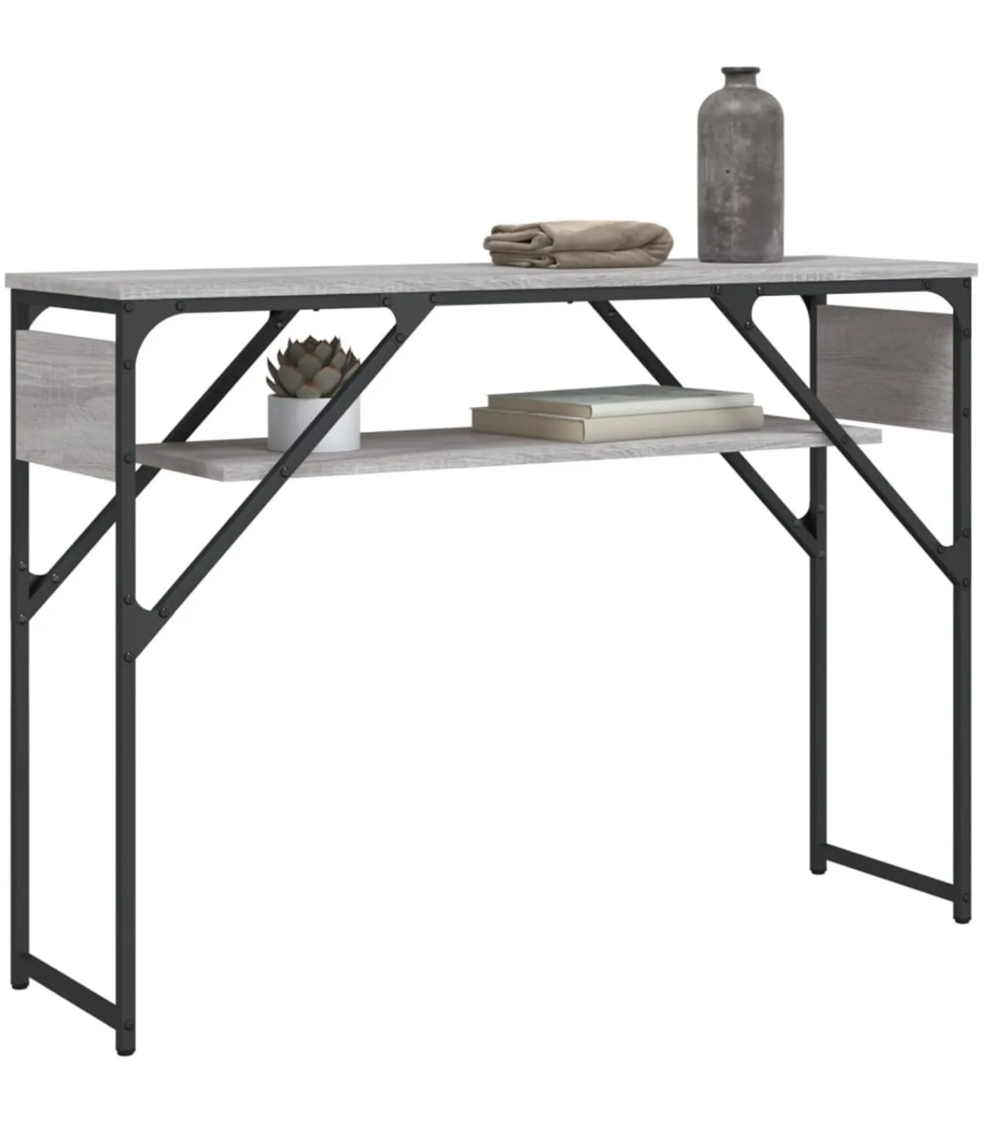 Wandtafel met schap 105x30x75 cm bewerkt hout grijs sonoma Tafels