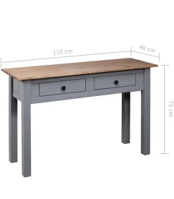 Sale Wandtafel Panama Range 110x40x72 cm massief grenenhout grijs Tafels