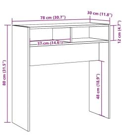 New Wandtafel 78x30x80 cm bewerkt hout artisanaal eikenkleur Tafels