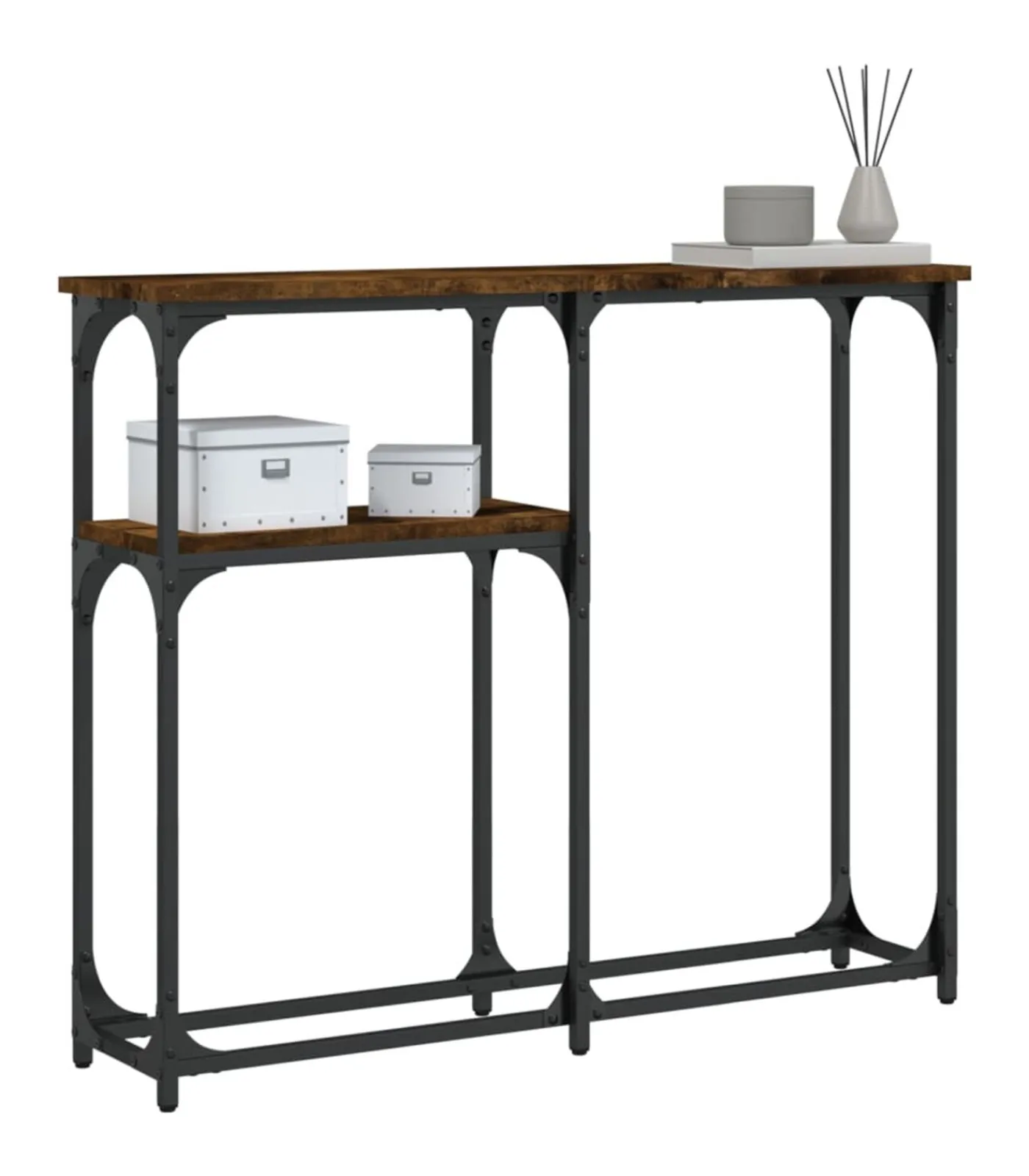 Outlet Wandtafel 90x22,5x75 cm bewerkt hout gerookt eikenkleurig Tafels