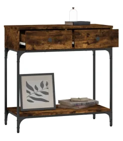 Sale Wandtafel 75x34,5x75 cm bewerkt hout gerookt eikenkleurig Tafels