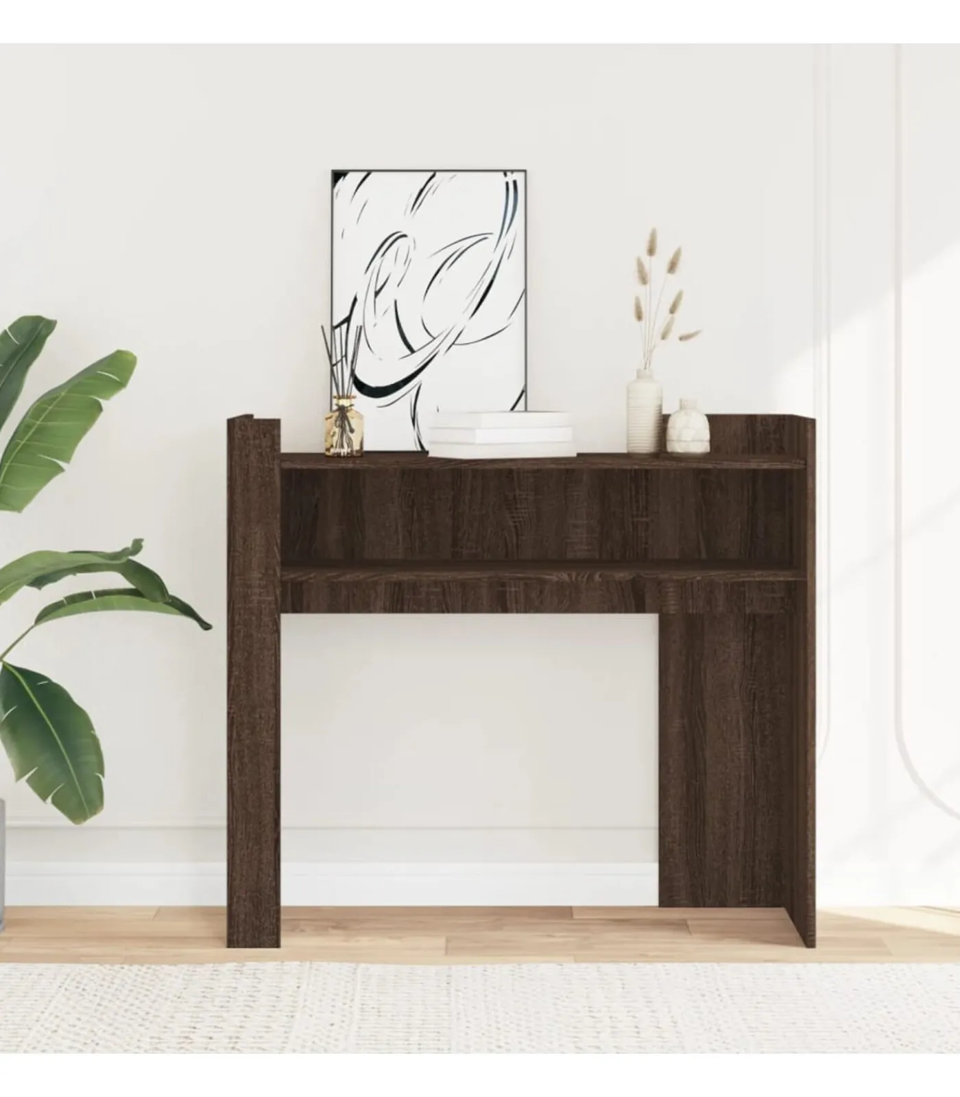 Wandtafel 100x35x90 cm bewerkt hout bruin eikenkleurig Tafels