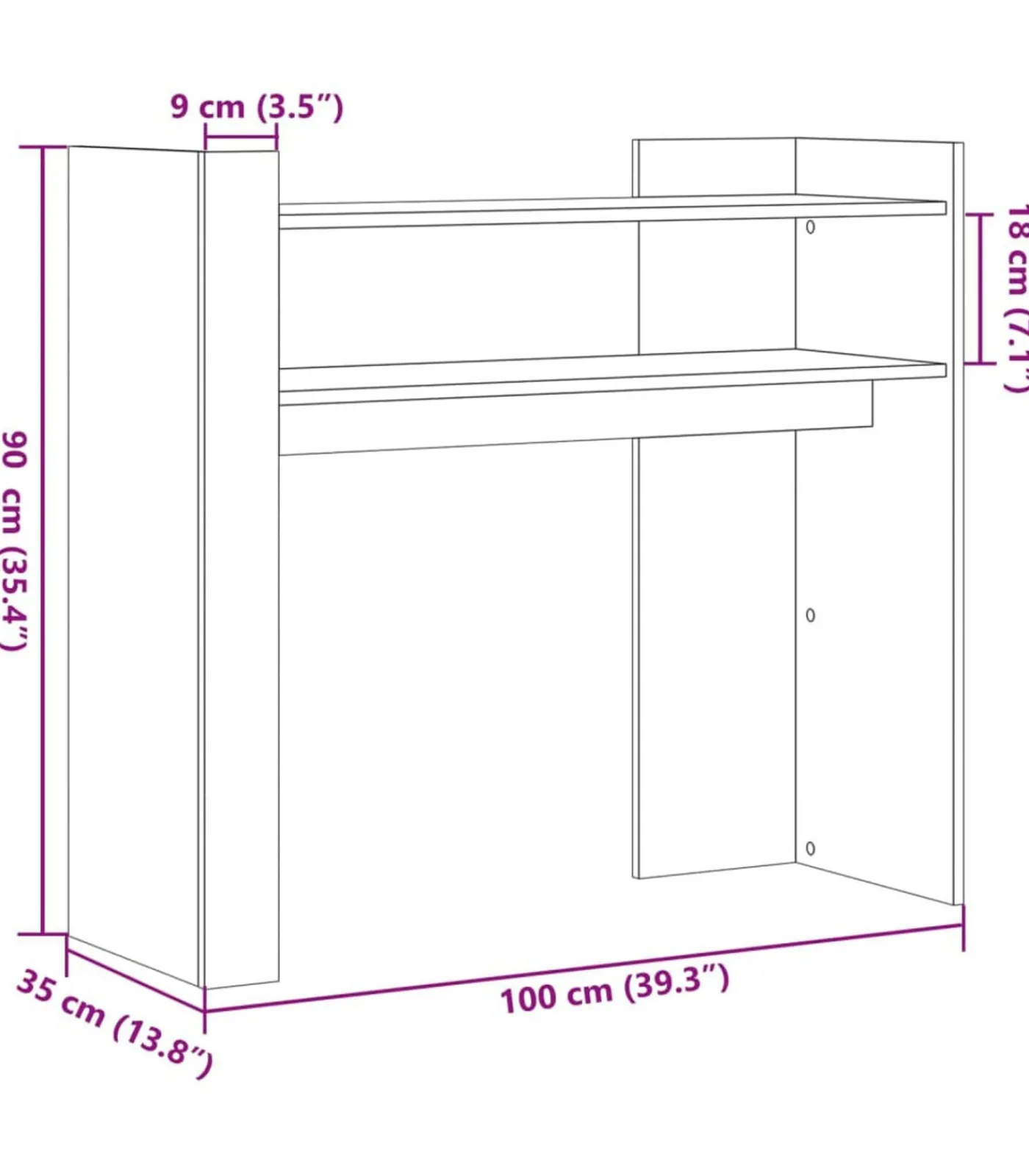 Wandtafel 100x35x90 cm bewerkt hout bruin eikenkleurig Tafels