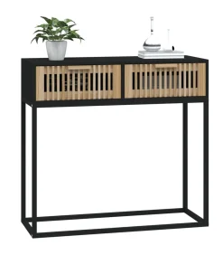 Hot Wandtafel 80x30x75 cm bewerkt hout en ijzer zwart Tafels