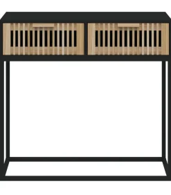 Hot Wandtafel 80x30x75 cm bewerkt hout en ijzer zwart Tafels