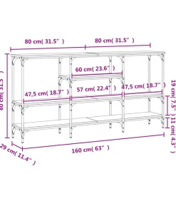 Hot Wandtafel 160x29x80 cm bewerkt hout grijs sonoma eikenkleurig Tafels