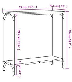 Online Wandtafel 75x30,5x75 cm bewerkt hout gerookt eikenkleurig Tafels
