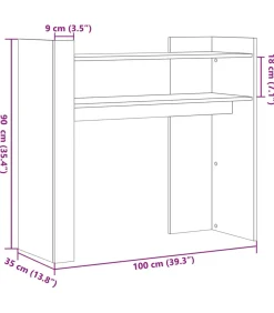 Sale Wandtafel 100x35x90 cm bewerkt hout betongrijs Tafels