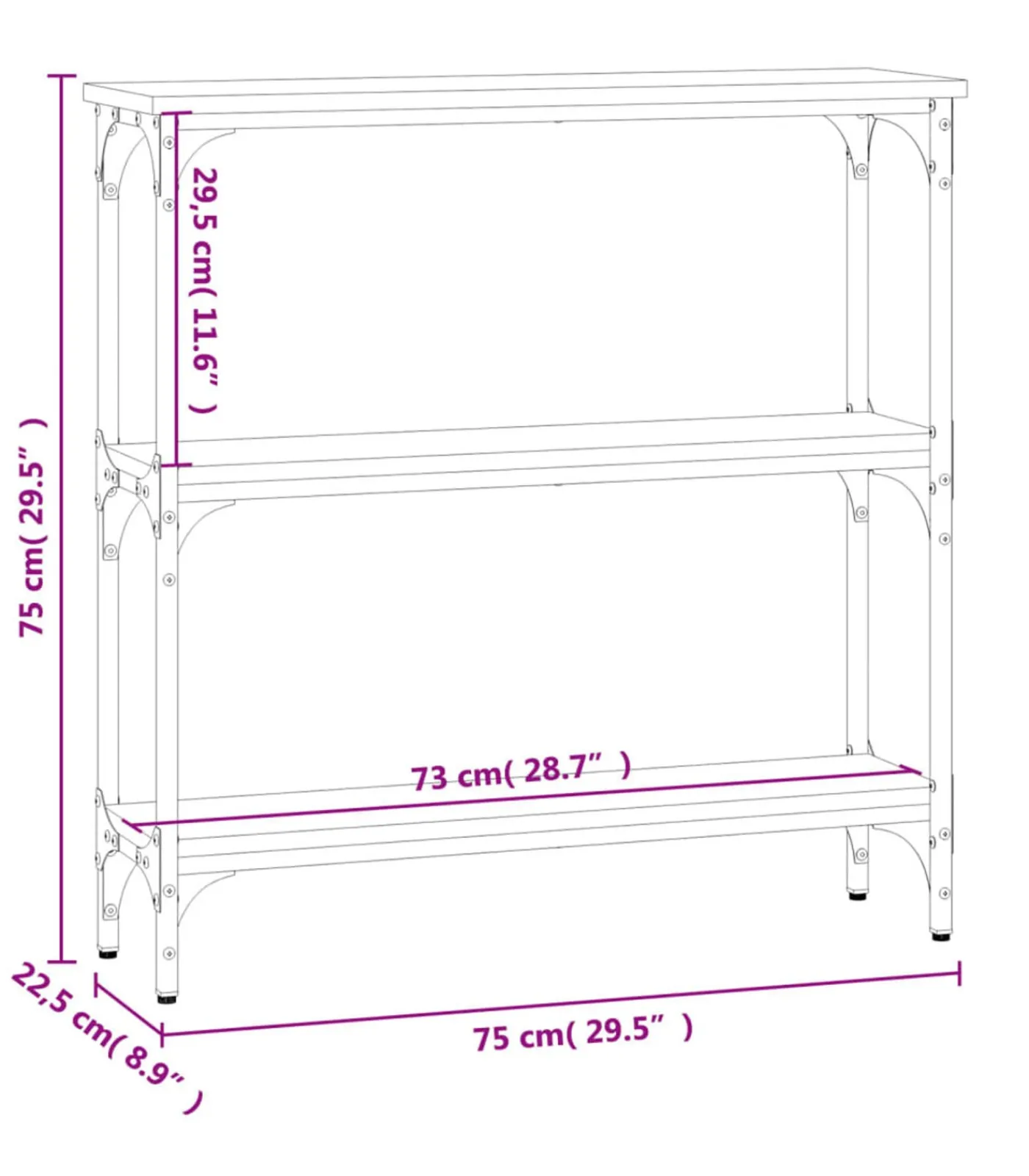 Clearance Wandtafel 75x22,5x75 cm bewerkt hout sonoma eikenkleurig Tafels