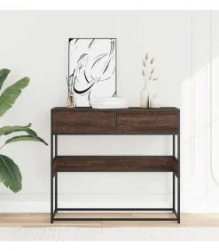 Best Wandtafel 90x35x80 cm bewerkt hout bruin eikenkleur Tafels