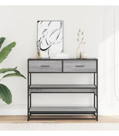 Discount Wandtafel 90x35x80 cm bewerkt hout grijs sonoma eikenkleurig Tafels