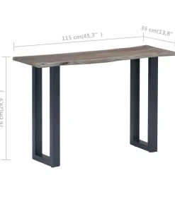 Outlet Wandtafel 115x35x76 cm massief acaciahout en ijzer grijs Tafels