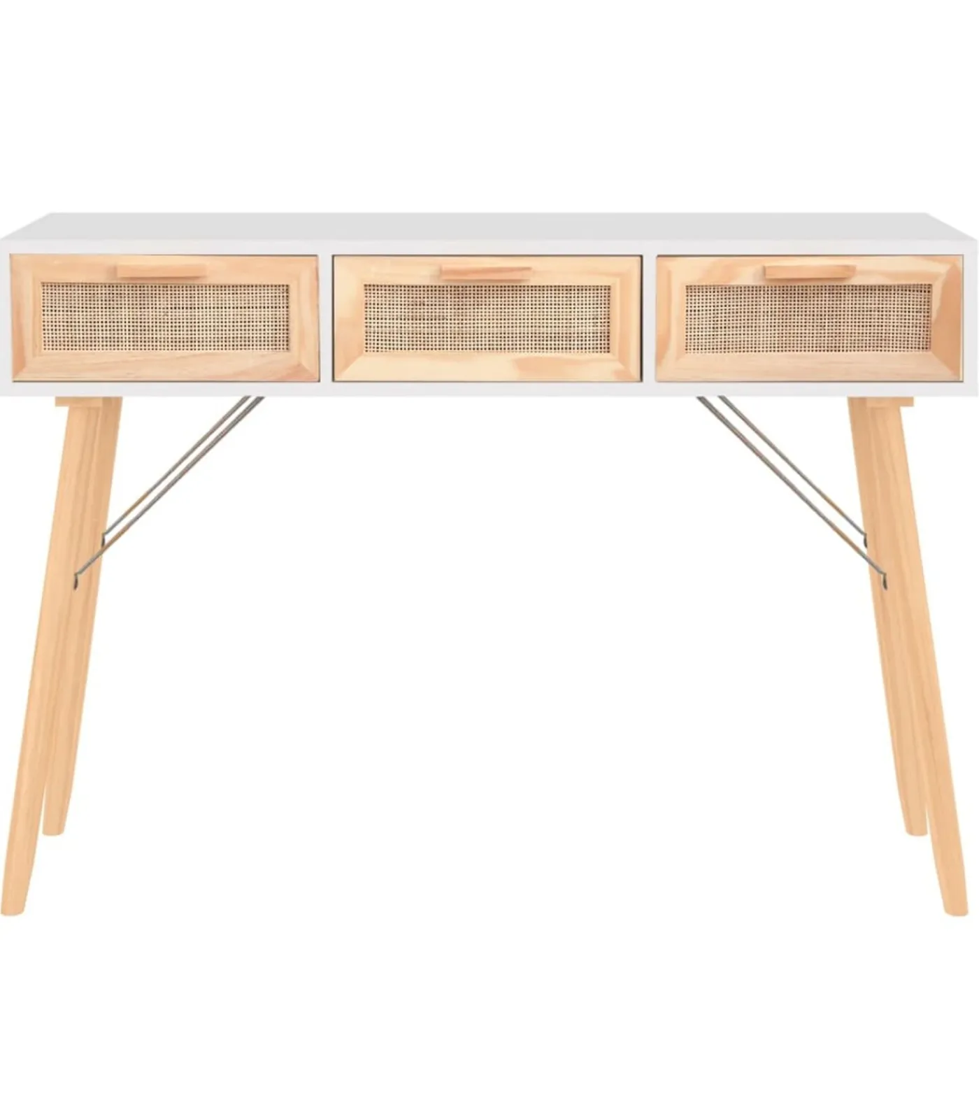 Clearance Wandtafel 105x30x75 cm massief grenenhout en natuurlijk rattan Tafels