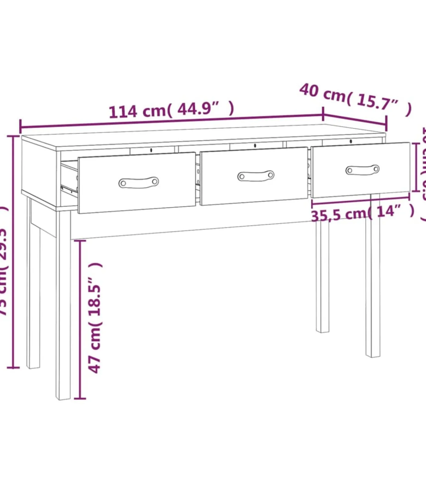 Clearance Wandtafel 114x40x75 cm massief grenenhout zwart Tafels