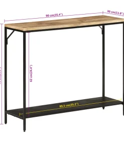 Discount Wandtafel 90x30x75 cm massief ruw mangohout en ijzer Tafels