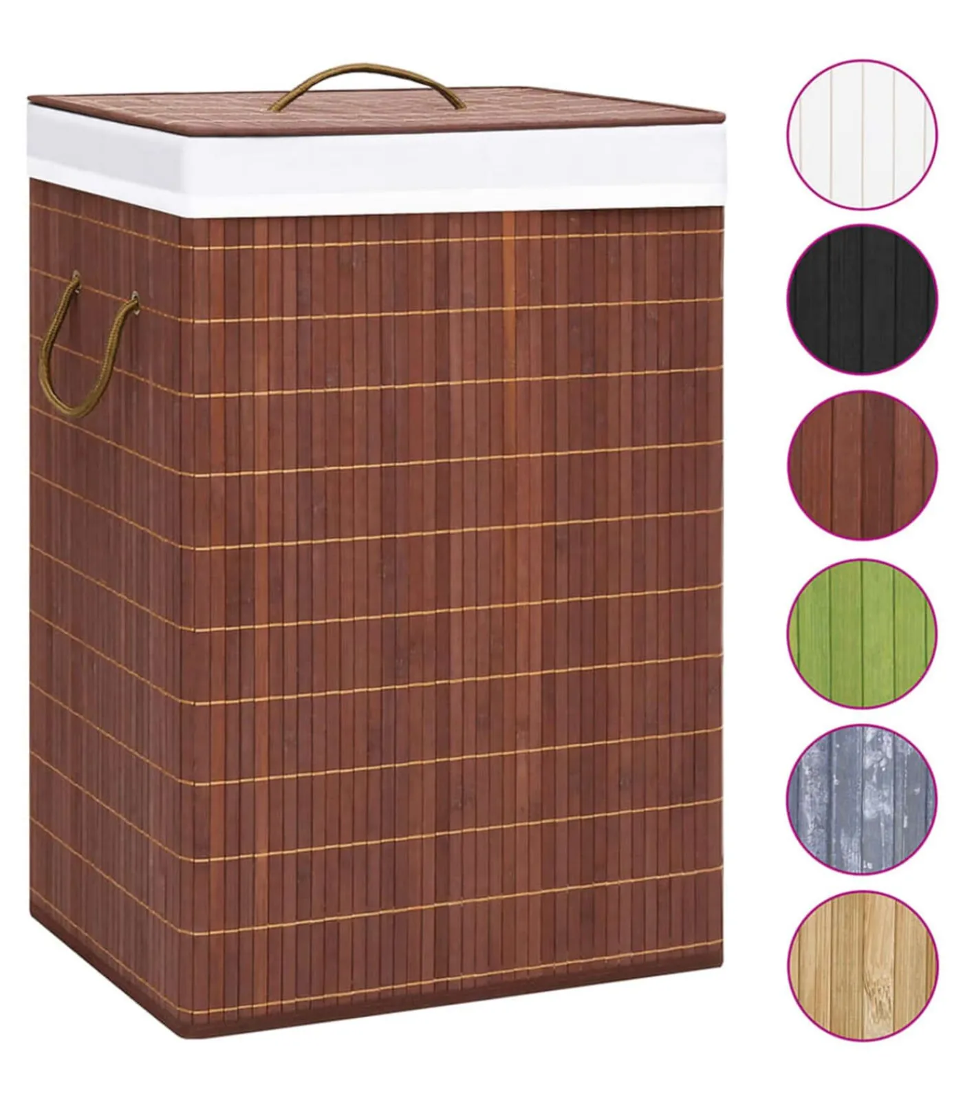 Best Wasmand met 2 vakken 72 L bamboe bruin Manden En Bakken