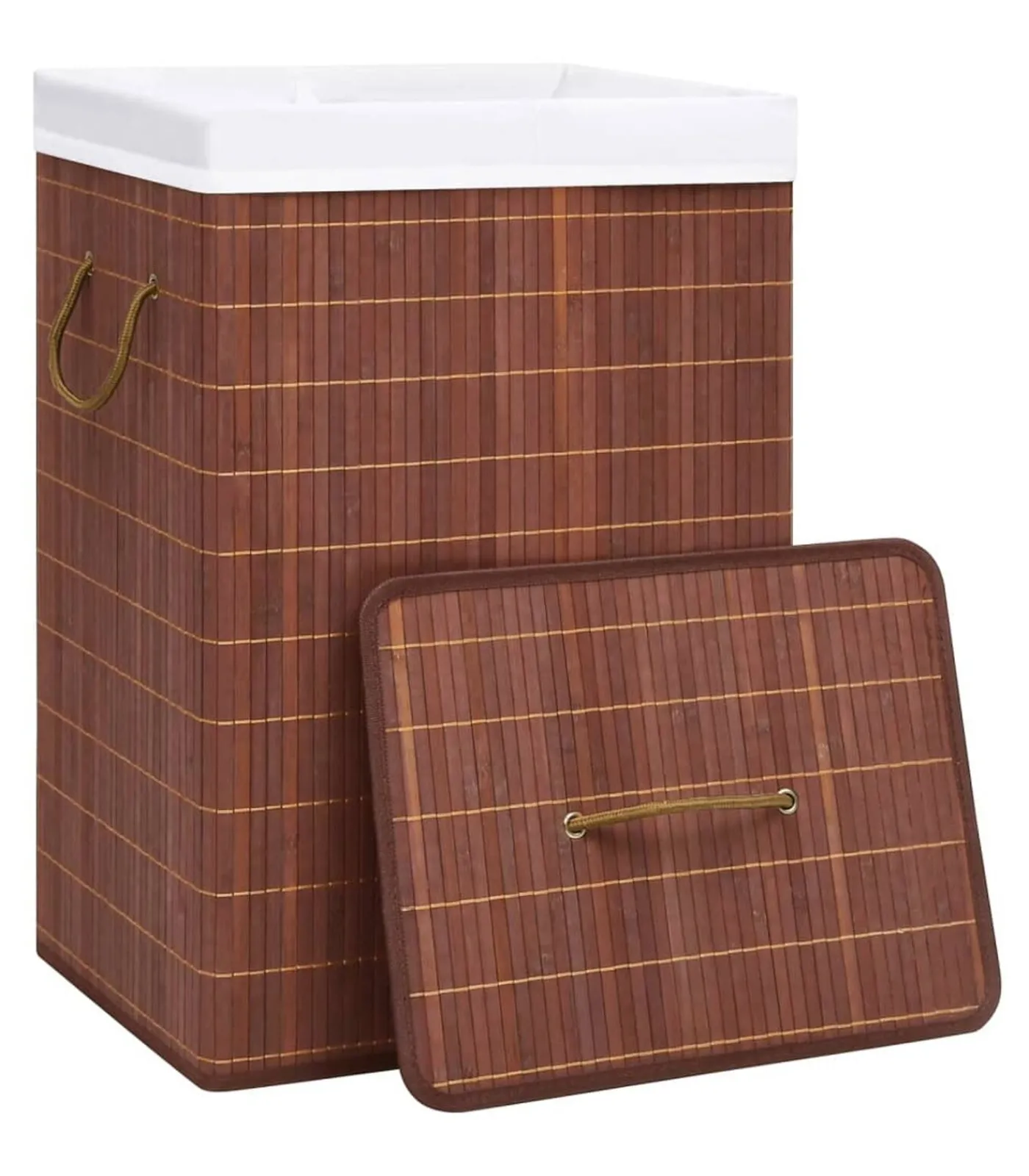 Best Wasmand met 2 vakken 72 L bamboe bruin Manden En Bakken