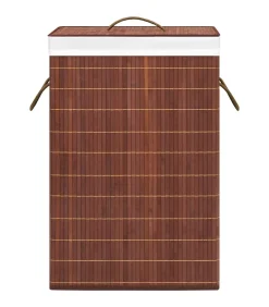 Best Wasmand met 2 vakken 72 L bamboe bruin Manden En Bakken