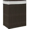 Sale Wasmand met deksel 46x33x60 cm poly rattan donkerbruin Manden En Bakken
