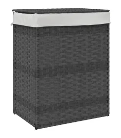 Sale Wasmand met deksel 46x33x60 cm poly rattan grijs Manden En Bakken