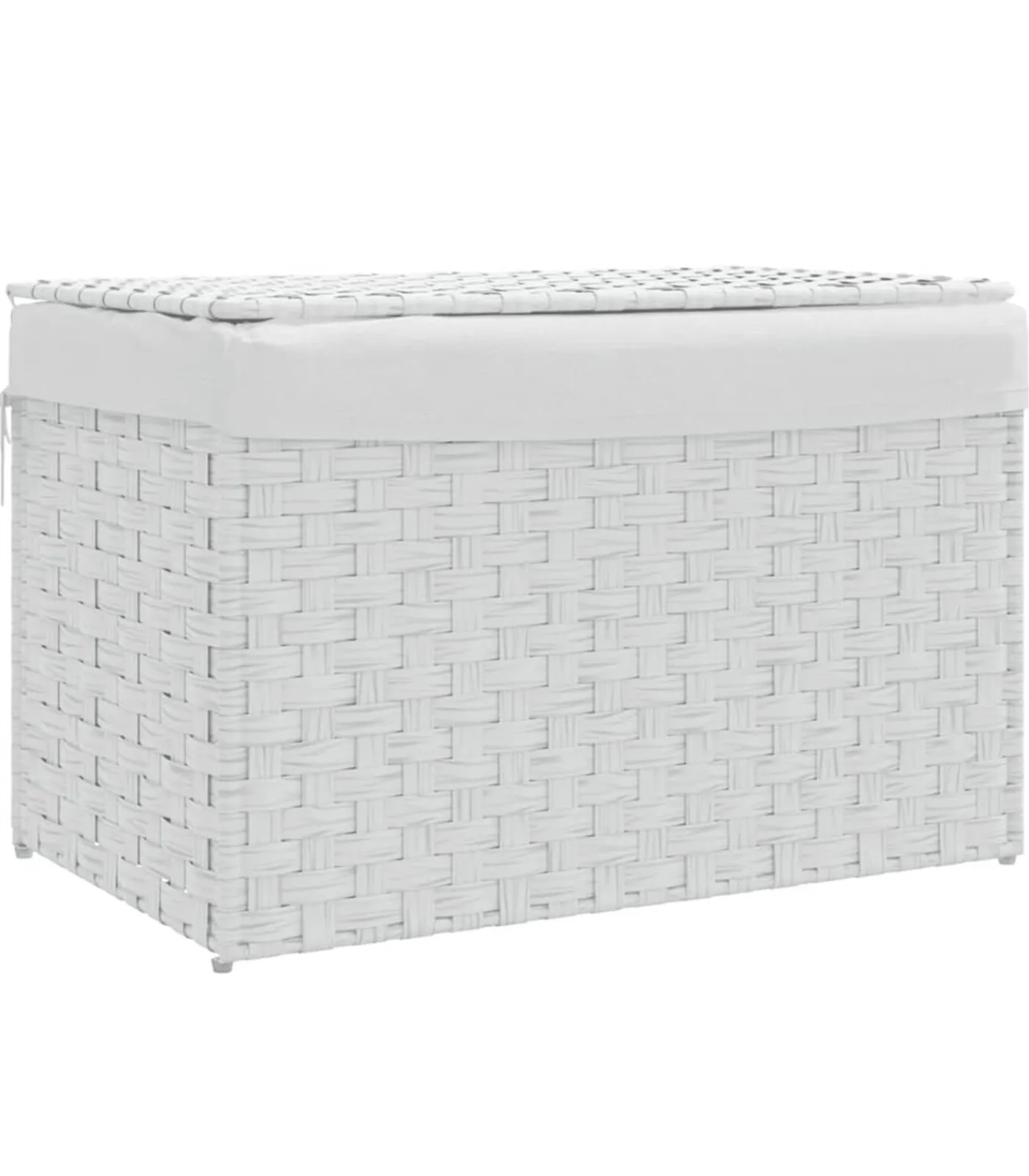 Outlet Wasmand met deksel 55,5x35x34 cm poly rattan wit Manden En Bakken