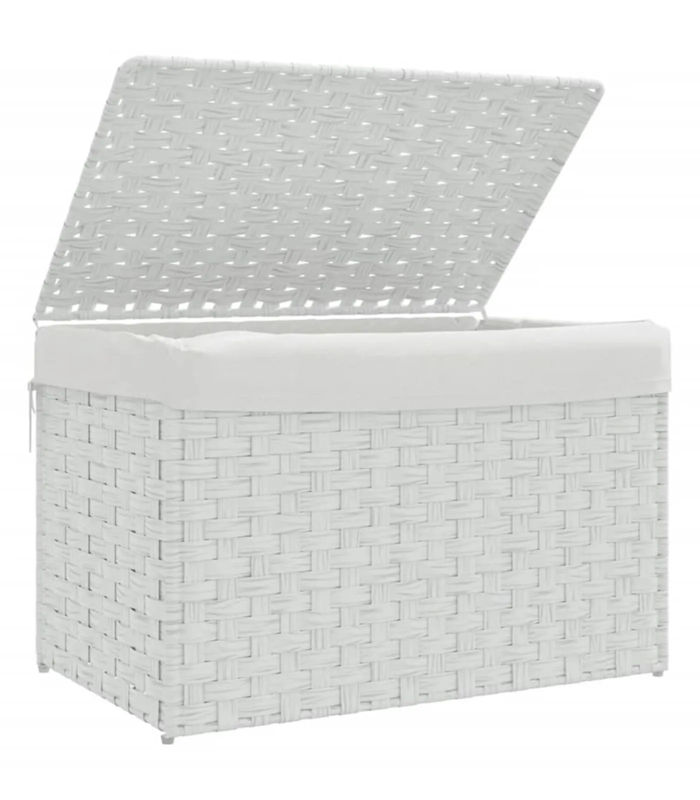 Outlet Wasmand met deksel 55,5x35x34 cm poly rattan wit Manden En Bakken