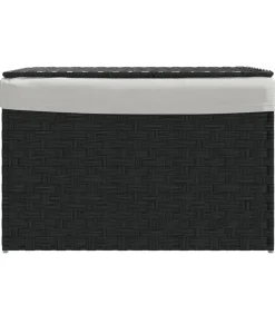 Sale Wasmand met deksel 55,5x35x34 cm poly rattan zwart Manden En Bakken