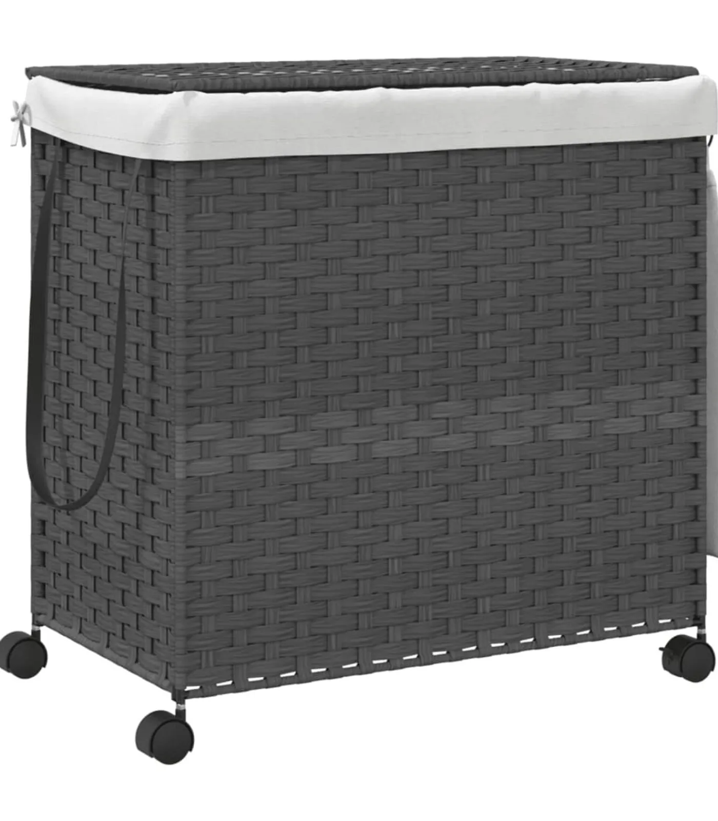Clearance Wasmand op wielen 60x35x60,5 cm rattan grijs Manden En Bakken