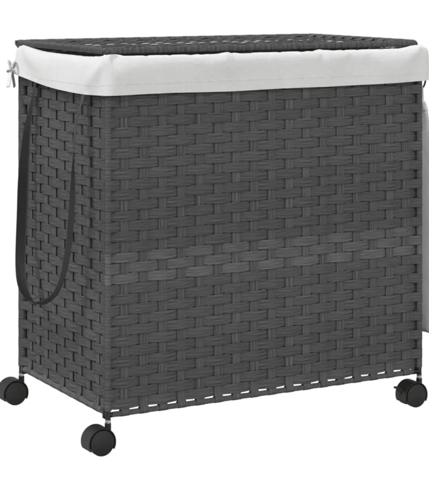 Clearance Wasmand op wielen 60x35x60,5 cm rattan grijs Manden En Bakken