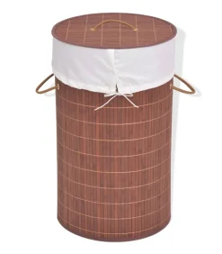 Discount Wasmand rond bamboe bruin Manden En Bakken