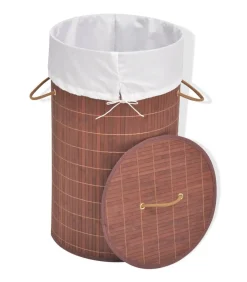 Discount Wasmand rond bamboe bruin Manden En Bakken