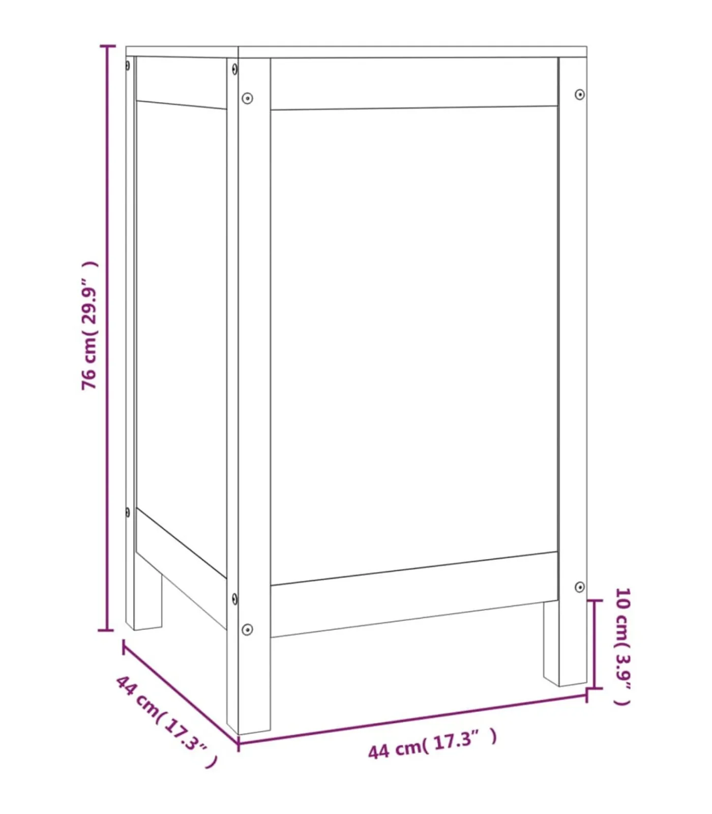 Wasmand 44x44x76 cm massief grenenhout Manden En Bakken