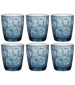Hot Waterglazen Diamond - Blauw - 390 ml - 6 stuks Glazen & Karaffen