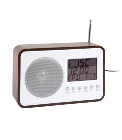 Discount Wekker Fm Radio - Donker hout - 19.2x6.6x12.5cm Klokken